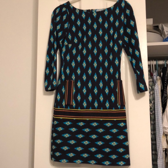 Plenty Sweater Dress Blue/Orange Ikat-style Print - Picture 1 of 6